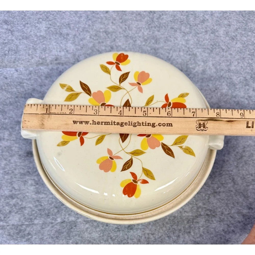 Vintage Hall's Superior Quality Kitchenware Autumn Leaf Pattern covered Casserol